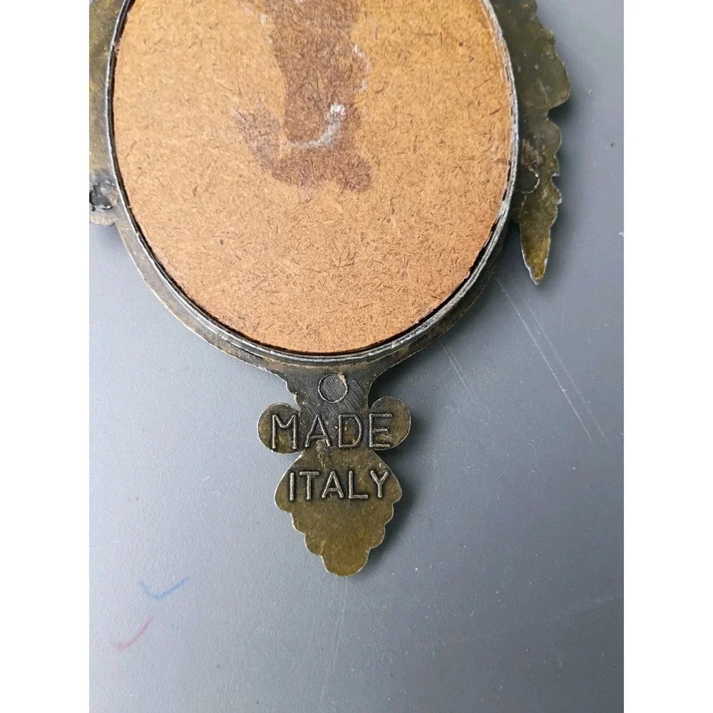 Oval Brass Ornate Frame- Floral Picture -Italy 6.5